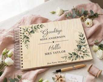 Personalised Hen Do Memory Book, Wooden Photo Scrapbook for Bride