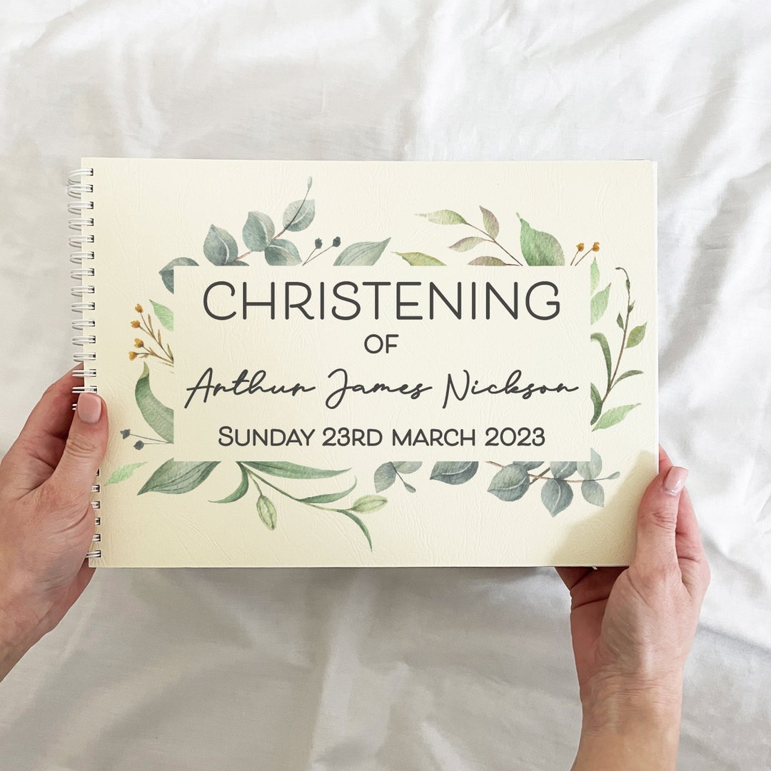 Christening Guestbook Signing, Personalised Keepsake for Christening