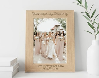 Personalized Bridesmaid Photo Frame | Engraved Wooden Bridal Party Keepsake