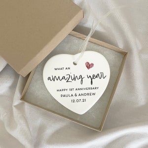 Amazing First Year Anniversary, 1st Anniversary Hanging Heart Plaque, One Year Together Gift