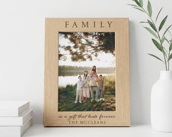 Family Photo Frame, Engraved Wood Picture Frame, Custom Personalised Home Decor Gift Any Occasion