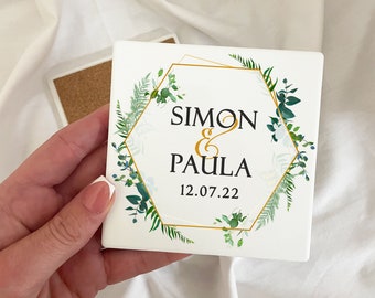 Anniversary Gift, Personalised Wedding Anniversary Coasters, Present for Anniversary, Ceramic Printed Coaster