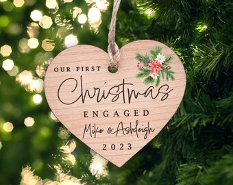 First Christmas Decoration for Engagement, Personalised Engaged Bauble for Christmas 2023, 1st Christmas Engaged Keepsake