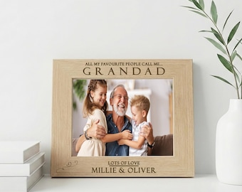 Personalised Grandad Photo Frame Gift: Engraved Wooden Picture Frame, For Him