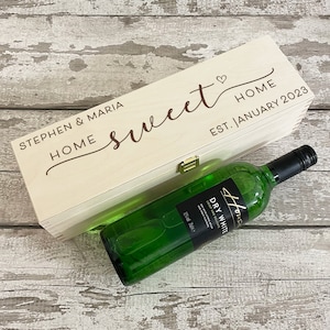 First Home Gift, Personalised First Home Wine Box, Housewarming Present, First Home Gift for Couples, First Home as Family