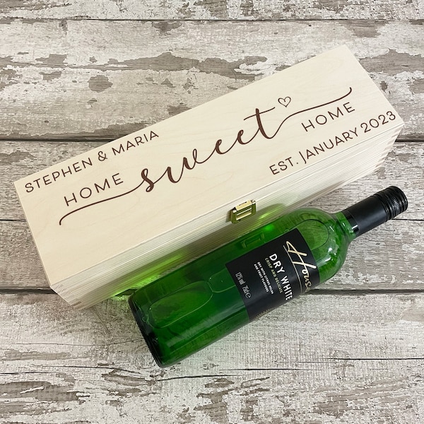 First Home Gift, Personalised First Home Wine Box, Housewarming Present, First Home Gift for Couples, First Home as Family