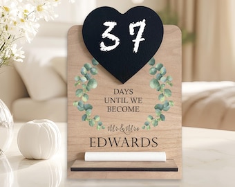 Engagement Countdown Gift, Personalized Engagement Plaque, Mr & Mrs Chalkboard, Engagement Countdown Sign