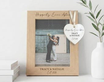 Engraved Wedding Photo Frame | Personalised Mr & Mrs Keepsake