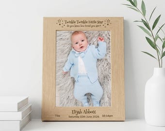 Personalized Baby Photo Frame – Engraved Twinkle Twinkle Keepsake