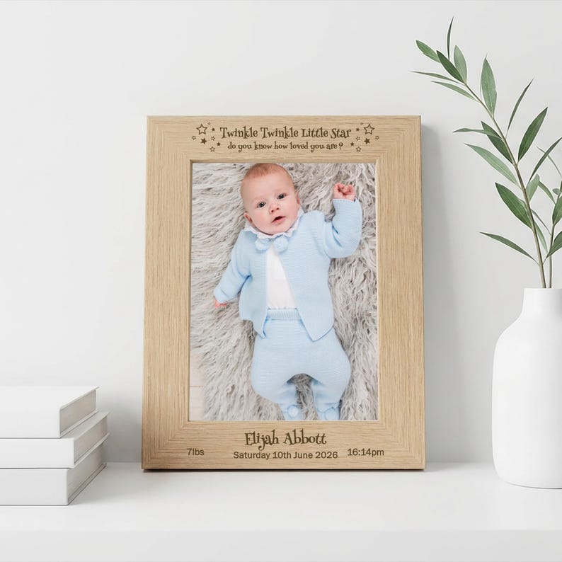Personalized Baby Photo Frame – Engraved Twinkle Twinkle Keepsake - Etsy
