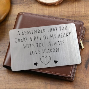 Anniversary gift for him, personalised wallet insert card for husband / boyfriend, romantic keepsake, anniversary present