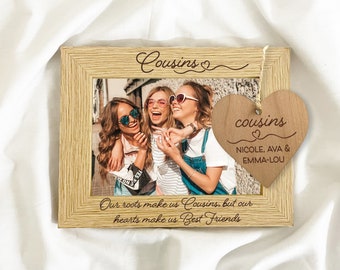 Cousins Photo Frame, Personalised Gift for Cousin, Engraved Wooden Frame 5x7, Special Cousin Keepsake Present