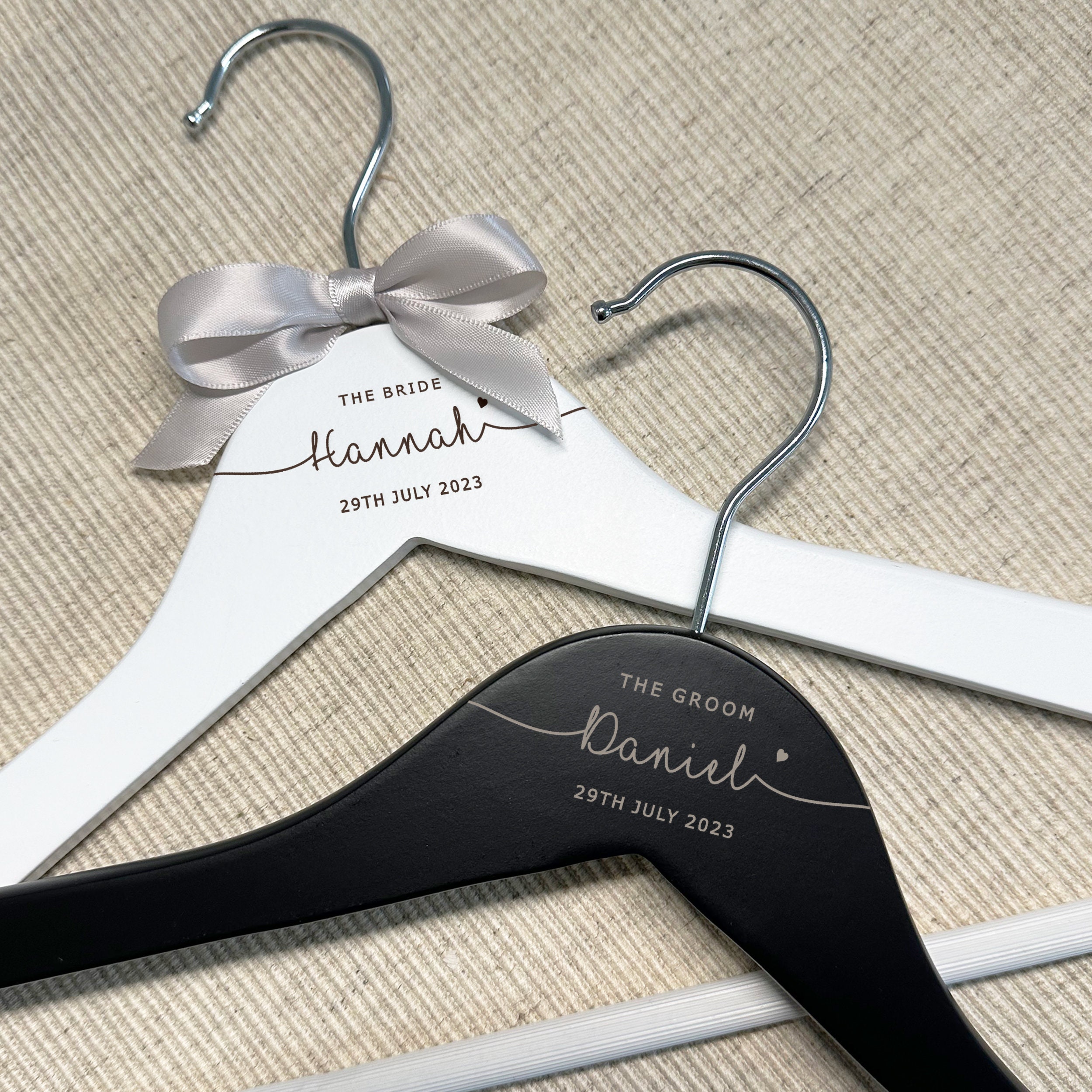 Engraved Hangers for Wedding, Personalised Wooden Coat Hanger for Bride and  Groom, Bespoke Wedding Day Hangers, Bridal Keepsake 