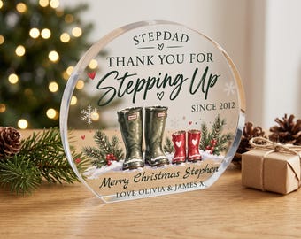 Plaque acrylique personnalisée de Noël pour beau-père – Souvenir de remerciement pour ton soutien