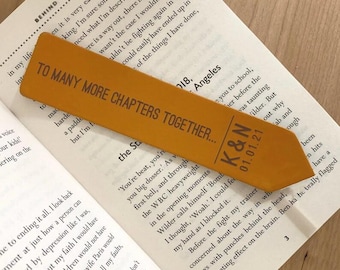 Personalised 1st Anniversary Bookmark Engraved English Leather Reading Gift, Many More Years Together Keepsake