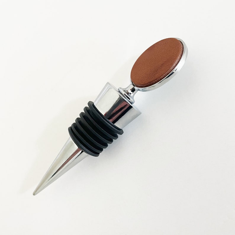 Personalised Leather Bottle Stopper, Unique 3rd Anniversary Gift for Wine Lovers image 6