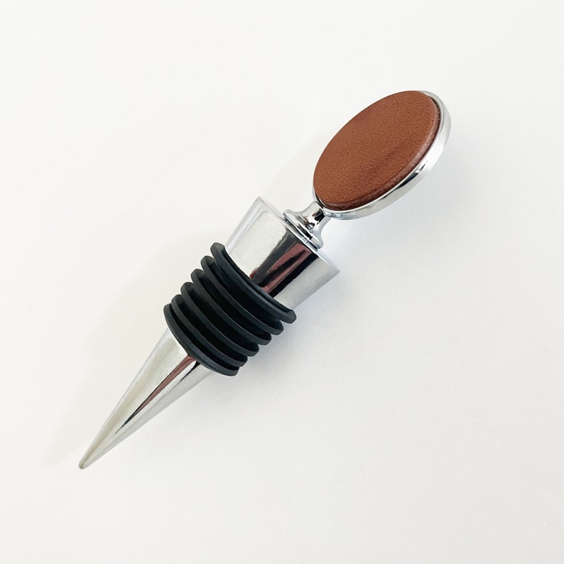 Wedding Gift Bottle Stopper, Personalised Wedding Day Gift for Newly Weds, Leather Wedding Gift, Mr & Mrs Keepsake image 4