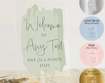 Custom Clear Acrylic Welcome Sign | Personalised Baby Shower Birthday Engagement Christening Party Decor Event Signage