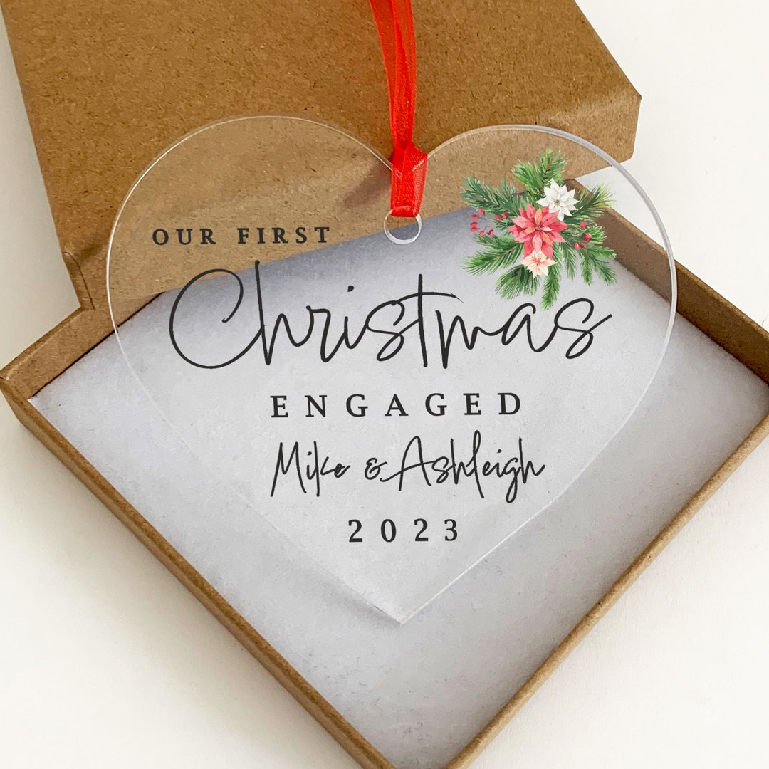 First Christmas Engaged, Personalised Bauble for 1st Christmas as Engaged Couple, Personalized