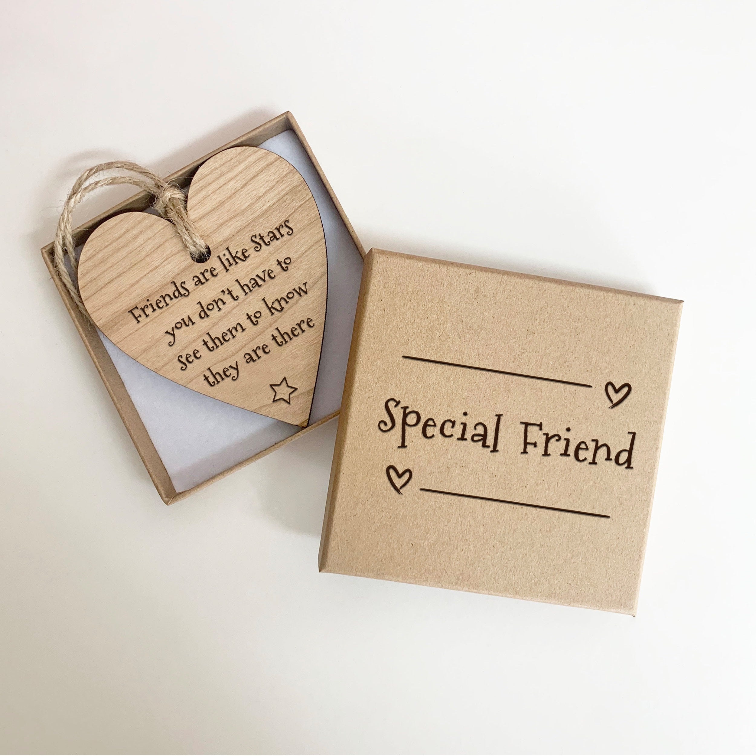 UK Handmade Friendship Gifts, Engraved Hanging Heart Keepsake, Mindfulness  Positivity Wellbeing, House Decoration Sign, Birthday Gift 