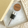 Custom Event Bottle Stopper Leather Engraved Gift for Wine Champagne Drinks, Personalised Celebration Party Keepsake