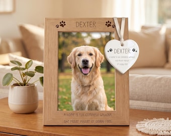 Cadre photo personnalisé pour animal de compagnie : cadeau gravé pour propriétaire de chien et de chat, décoration d'intérieur avec photo en bois