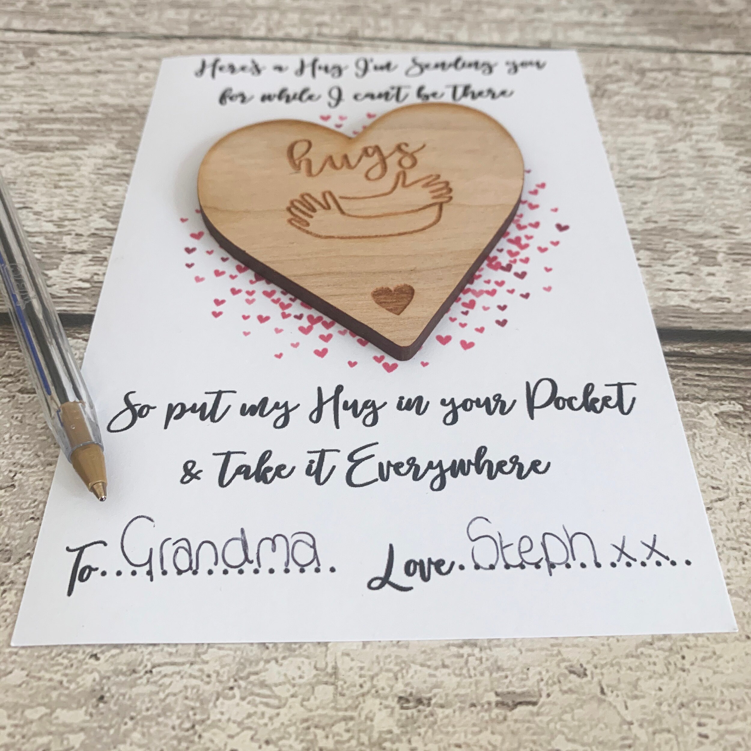 Personalised Pocket Heart Hug & Poem Wooden Engraved Fridge Etsy