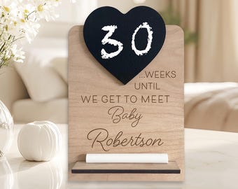 Personalised Baby Arrival Countdown Plaque, Engraved Chalk Plaque, Pregnancy Gift, Baby Announcement, New Baby, Due Date Countdown