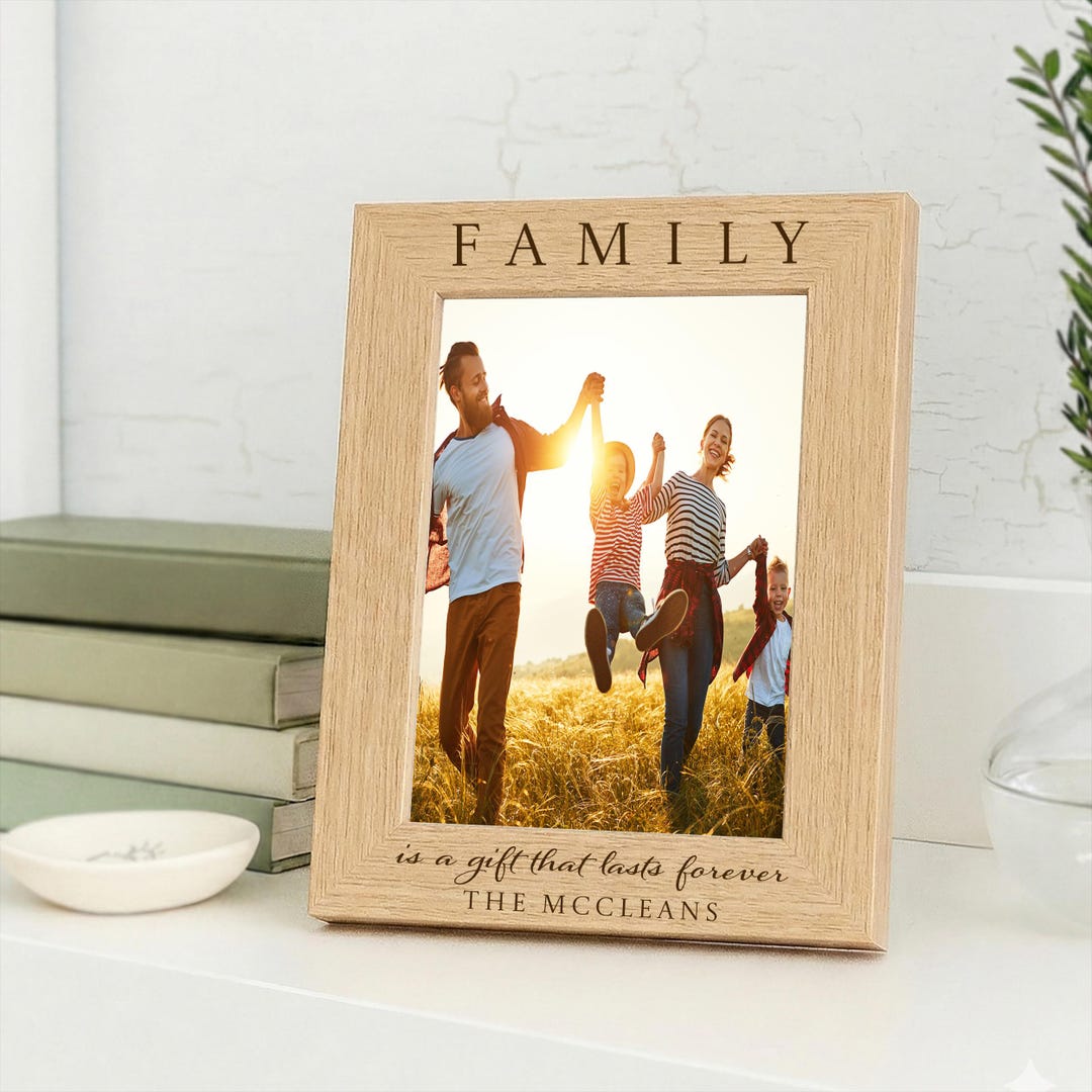Family Photo Frame, Engraved Wood Picture Frame, Custom Personalised ...