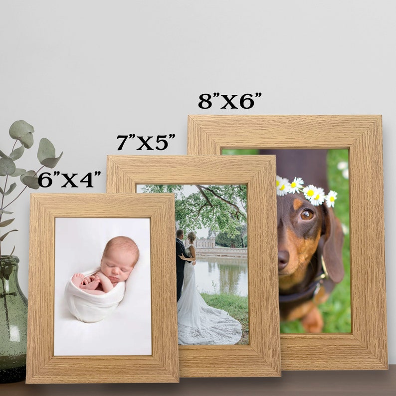 Custom Wood Photo Frame, Engraved 5x7 Picture Frame Gift, Bespoke Engraving French Oak Frame, Personalised Home Decor for Any Occasion image 4
