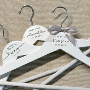 Personalised Bridal Hangers Engraved for Bridesmaid, Maid of Honour, Flower Girl etc. Wedding Dress Coat Hanger With Bar, For Bride image 2