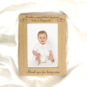 Godparent Photo Frame Engraved Wooden Picture Frame for Godmother from Godchild Christening Day Gift for Godfather from Goddaughter Godson