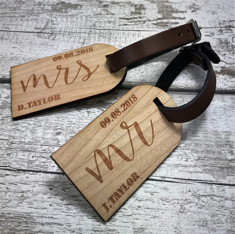 personalised mr and mrs luggage tags