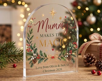 Plaque acrylique de Noël personnalisée pour maman – Souvenir magique créé par maman