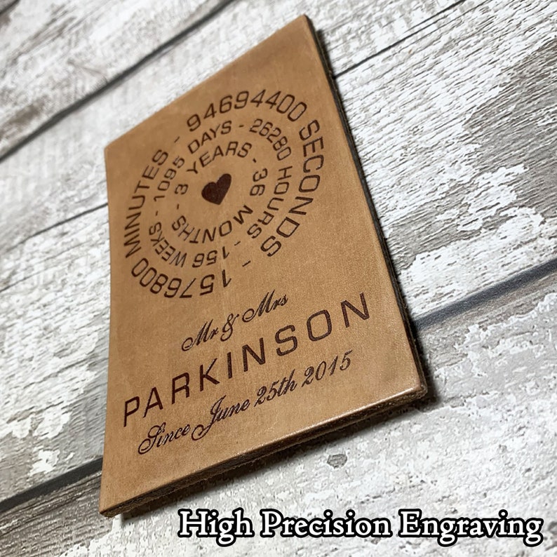 Personalised Leather Gift Engraved Wooden Photo Frame Full Grain Veg Tanned English Leather Wedding Anniversary Gift For Him Custom Name