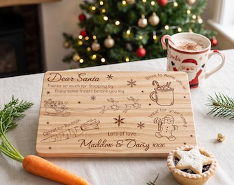 Personalised Christmas Eve Board For Santa: Treat Plate for Father Christmas, Snack Tray