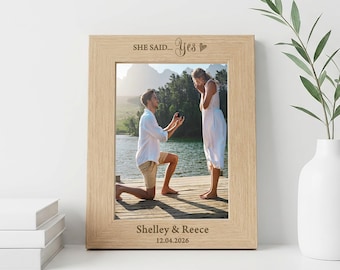 Engraved Engagement Photo Frame: Personalised Keepsake Gift for Engaged Couple