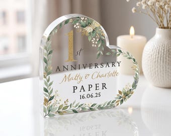 Personalised First Anniversary Gift - Freestanding Plaque, Custom Home Decor Sign for Couples, 1st Year Married Keepsake Present
