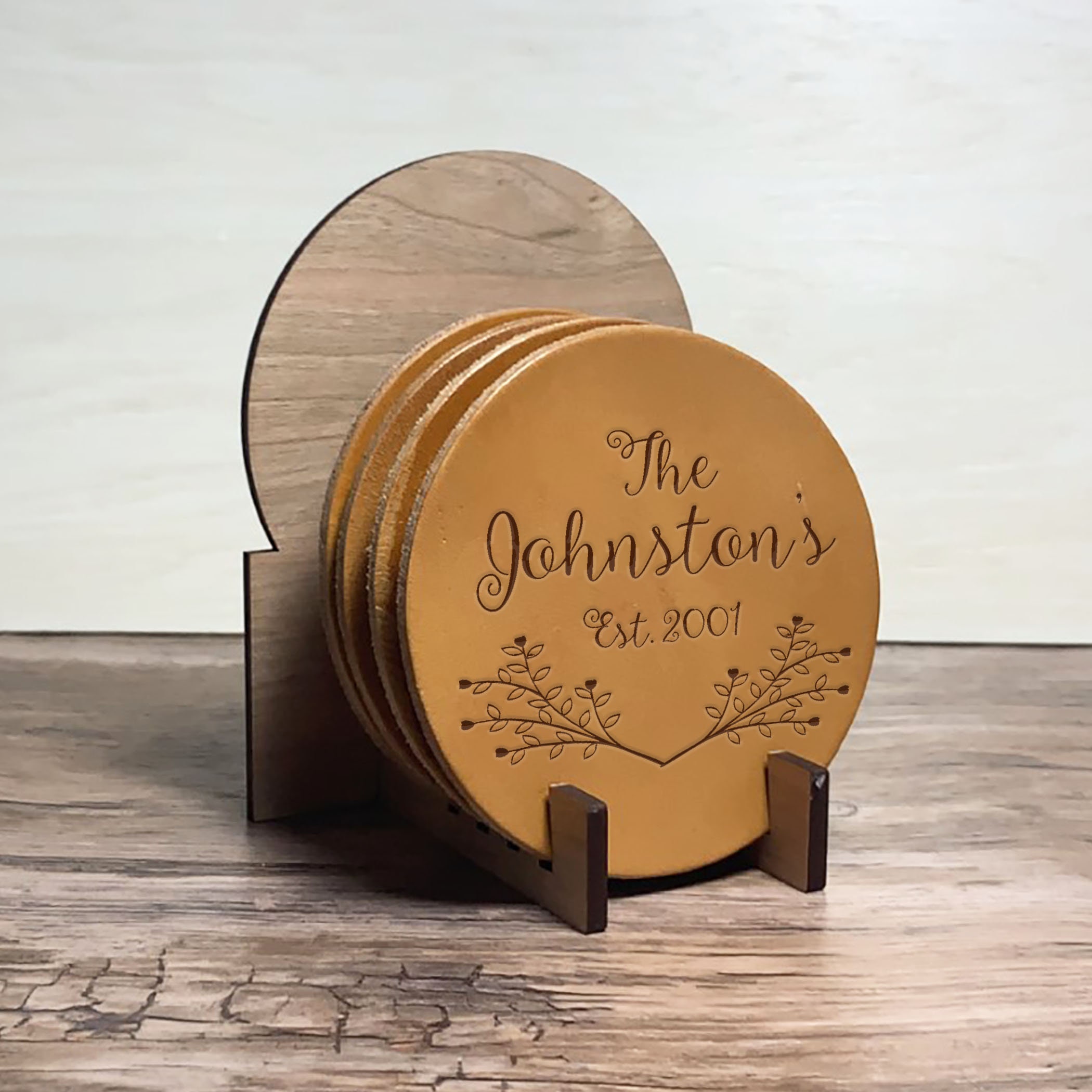 Leather Wedding Anniversary Gift 3rd Anniversary Coaster Set Etsy UK