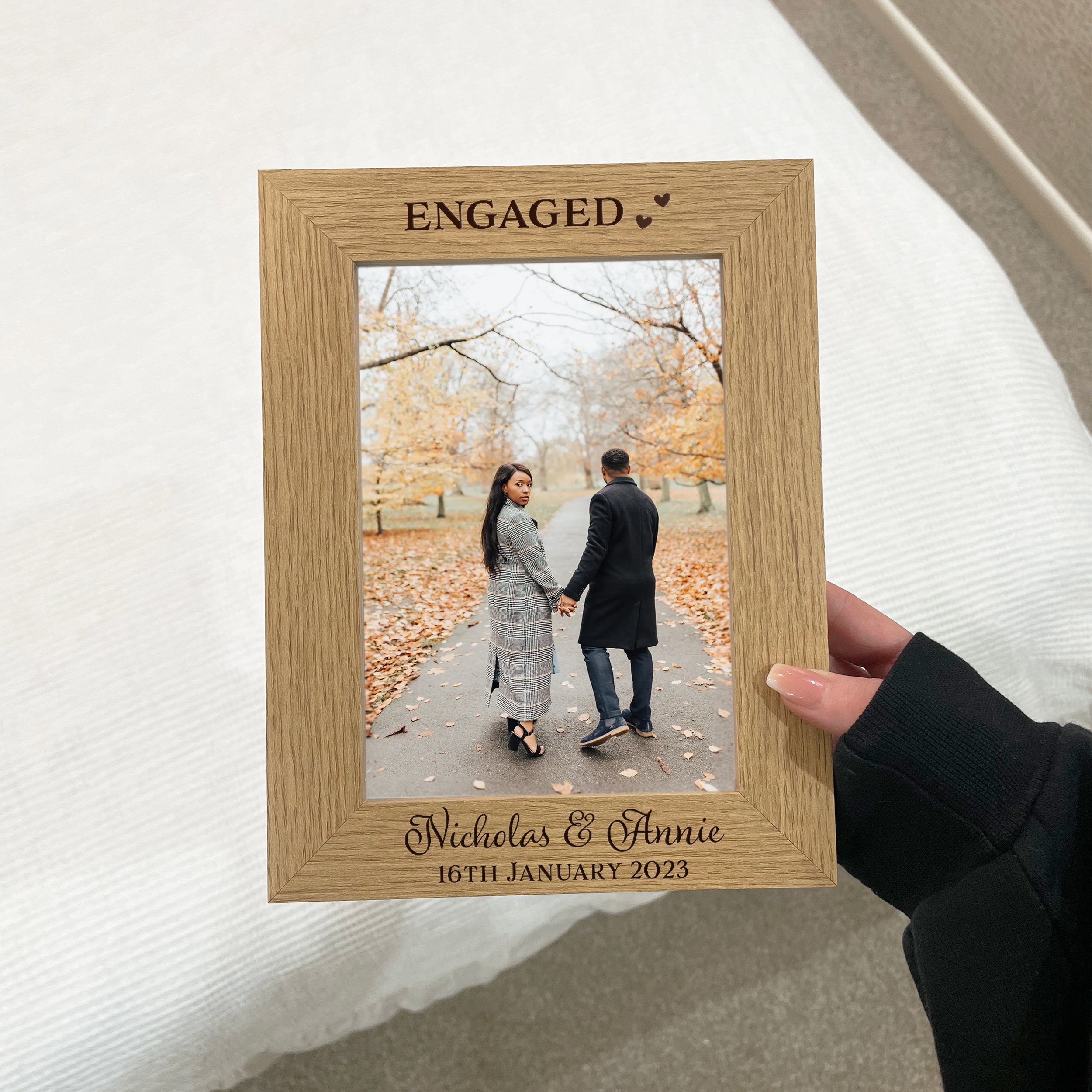 Personalised Engagement Photo Frame | Engraved | 7x5 or 6x4 Picture Frame |  Ideal Gift For the Engaged Couple| And So The Adventure Begins