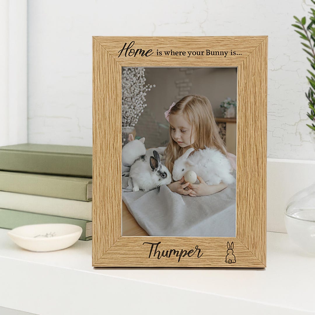 Pet Bunny Rabbit Photo Frame Gift Engraved Wooden Picture Frame Home ...
