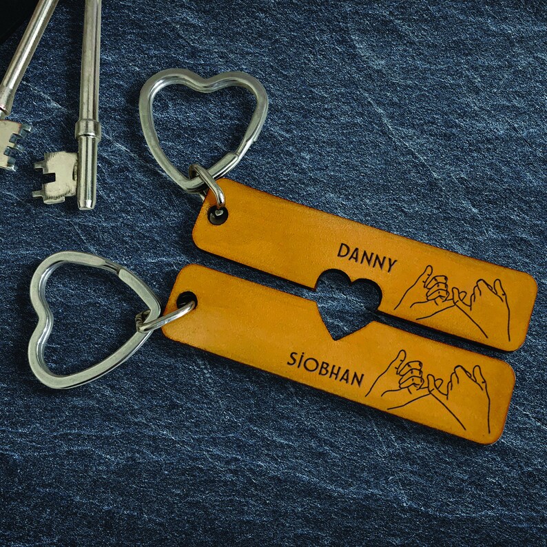 Pair of Personalised Keyrings Leather Key Chain Gift for Etsy UK