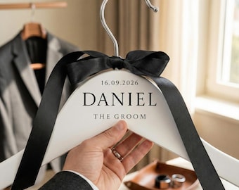 Engraved Groomsman Wedding Hangers, Groom Party Keepsake Thankyou