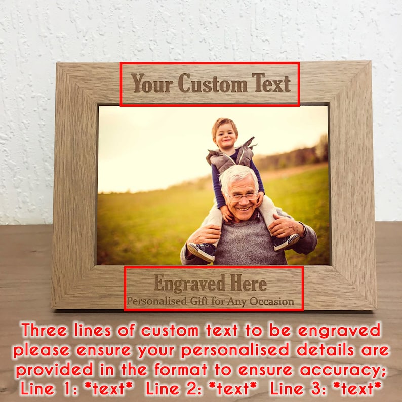 Personalised Photo Frame Custom Engraving 7 x 5 Any Etsy