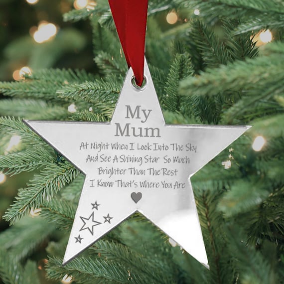 Mum Remembrance Christmas Bauble Personalised Grandma Gold Grandad Dad