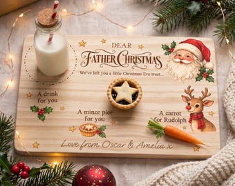 Tableau personnalisé pour le réveillon de Noël, assiette en bois du père Noël, tableau personnalisé pour enfants