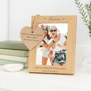 Sisters Photo Frame Personalised Gift for Big or Little Sister Engraved Wooden, Daughters Keepsake