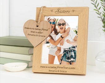 Sisters Photo Frame Personalised Gift for Big or Little Sister Engraved Wooden, Daughters Keepsake