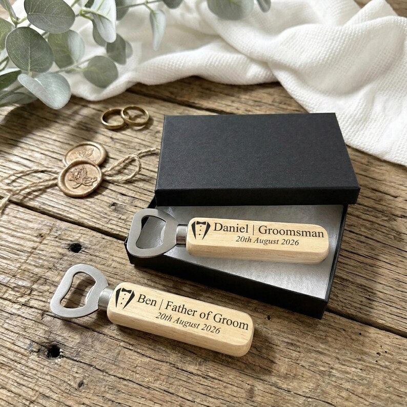 Personalized Wooden Bottle Opener, Groomsmen Gift image 2