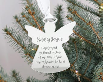 Angel Memorial Bauble for Christmas Tree, In Loving Memory Personalised Decoration